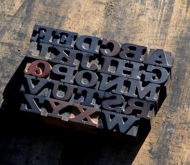 A-Z Holzbuchstaben 18 mm Plakatlettern Buchstaben wood type Alphabet vintage ´.