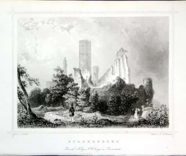 1850 Starkenburg Heppenheim Steel Engraving