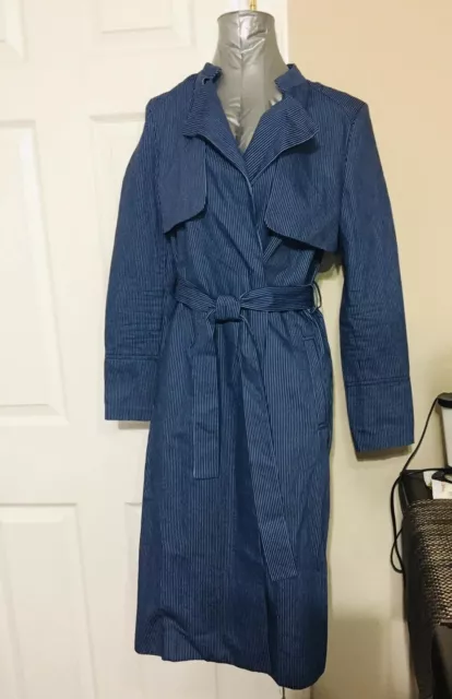 Women’s Double Breasted Sash Tie Collared Trench Coat Jacket Cotton Size S EU36