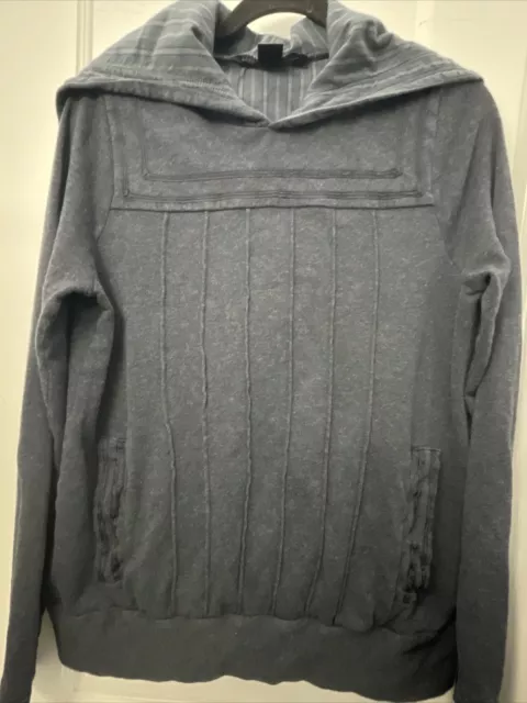 Marc By Marc Jacobs Navy Blue pullover Sweatshirt w/ Lined Zipper Hood womens L
