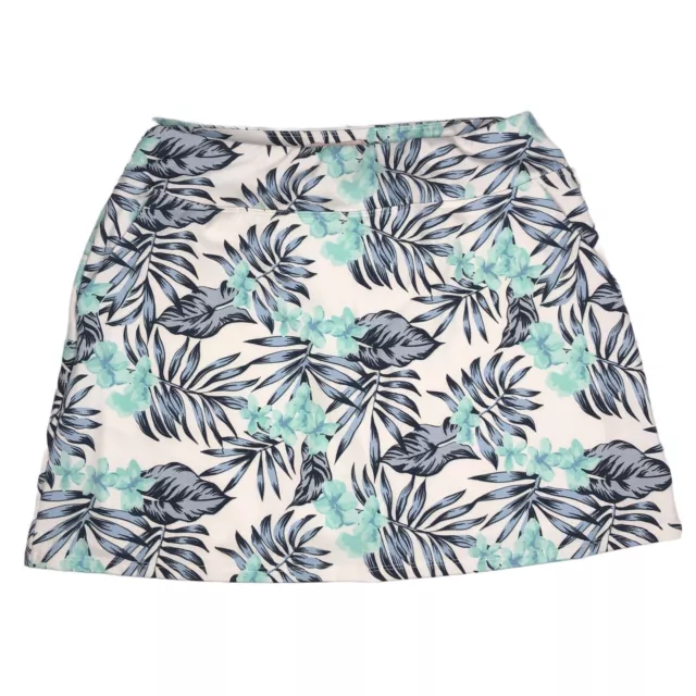 Tommy Bahama Women's Skort Skirt ALine Blue Floral Palm Leaf Print Golf Tennis