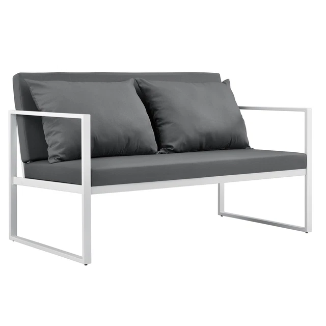 BWARE GARTENBANK GARTENSOFA Grau/Weiß Bank Parkbank Sitzbank Garten