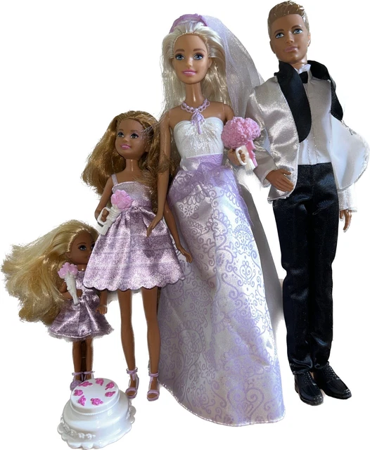 Coffret Mariage Barbie DJR88 - 4 Poupées (mariés + Demoiselles D'honneur) | Avec Accessoires | Jeu De Rôle Pour Enfants