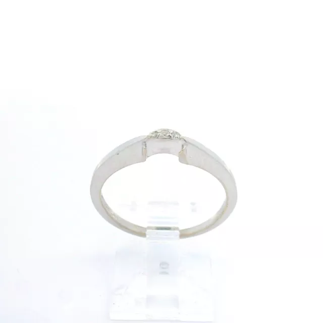 14k Oro Blanco Artcarved 0.04ctw Diamante Crescent Apilable Anillo de Banda