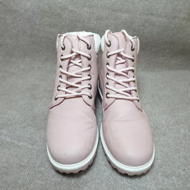 Krush Boots Womens US 9 EU 39 Pink Faux Leather Lace Up Combat Faux Fur Collar 2