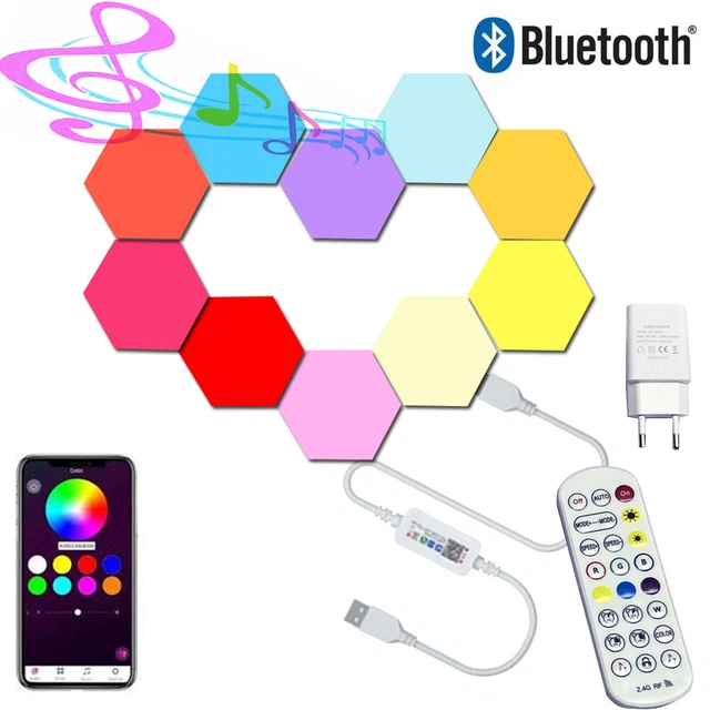 Pannelli LED Esagonali RGB (9 Pezzi): Luci Da Parete Fai Da Te Con Telecomando E Controllo Touch Per Soggiorno, Camera Letto, Sala Giochi - 4