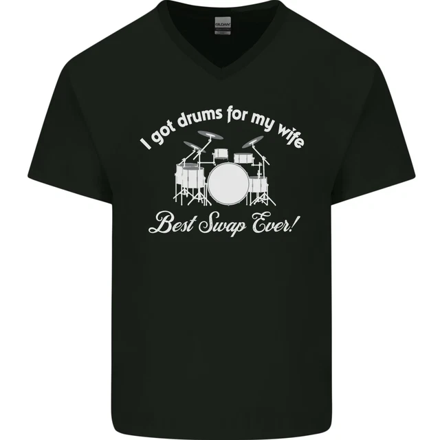 Drums for My Wife Drummer Drumming Mens V-Neck Cotton T-Shirt