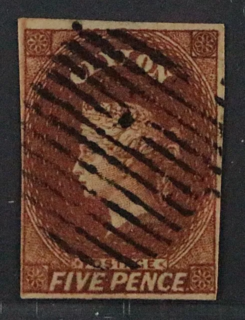 1912, CEYLON 5 y, 5 P. braun, Wasserzeichen Stern, sauber gestempelt, 220,-€