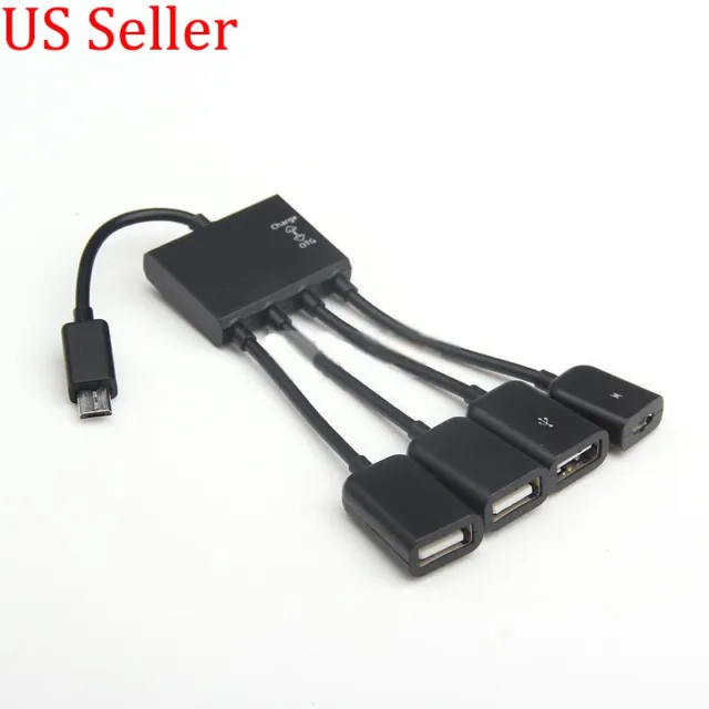 4in1 Micro USB OTG Hub Extension Adapter Charging Cable For Android Phone&Tablet