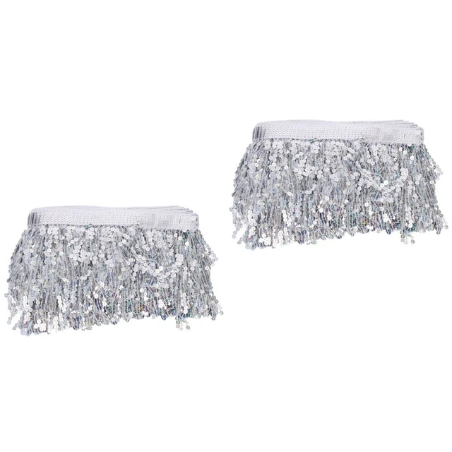 2x Sewing Trim Embellishments Sequin Fringe Trim Glitter Trim Fringe for Sewing