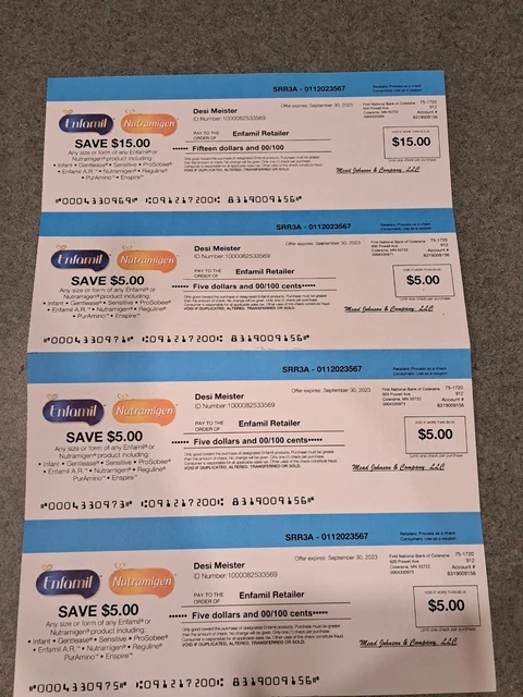 Enfamil, Nutramigen Coupons. Expire Sept. .30, 2023