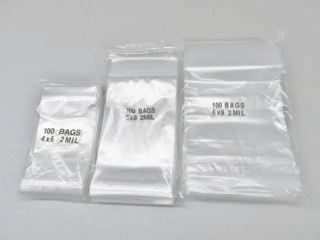 100 4x6 Clear Zip and Lock Plastic Zipper Poly Locking Reclosable Bags