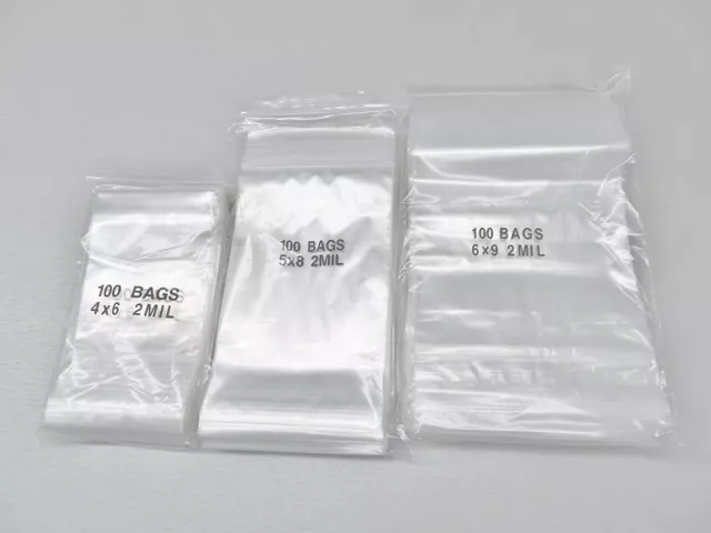 100 5x8 Clear Zip and Lock Plastic Zipper Poly Locking Reclosable Bags