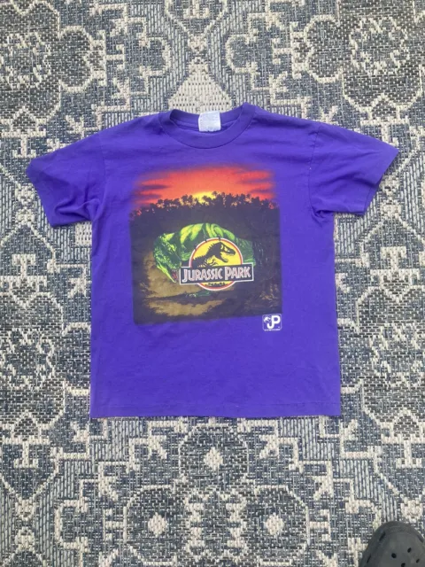 Vintage Rare Jurassic Park 1993 90s Purple T-Shirt Youth Large Adult XS 17.5”x22