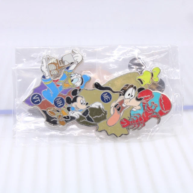B1 Disney Pin American Adventure State Puzzle ME NH VT Mickey Donald Goofy