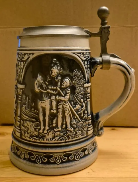 Vintage - Bierkrug Keramik Zinndeckel 500 Jahre Götz von Berlichingen