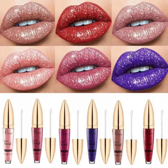 Diamond Lip Gloss Matte To Glitter Liquid Lipstick Waterproof T9I4 t1h✨