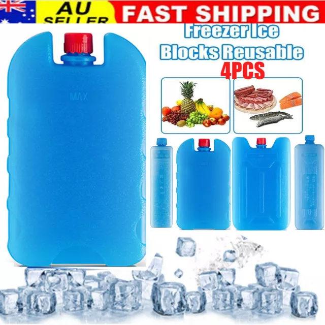 4PC Travel Ice Brick Block Portable Freezer Picnic Camping Food Cooler Cube Pack