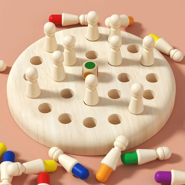 Color Memory Chess Thinking Training Logical Montessori Chess Board Game Wooden