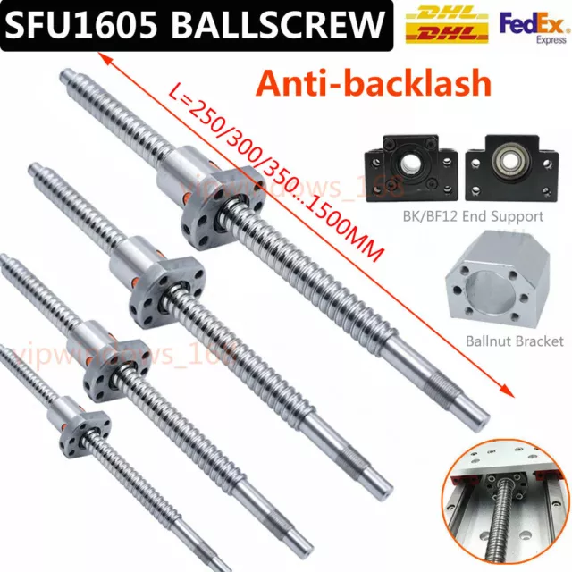 SFU1605 Rolled Ballscrew Antibacklash 250-1000mm&Ballnut BK/BF12+End Support Kit