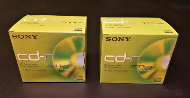 20 x CD-R Sony 700 MB 80Mn  - Boitiers CD Cristal Standard - Sous blister