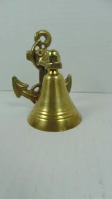 Vintage Solid Brass Ship's Anchor Dinner Bell Nautical Decor Wall Mount