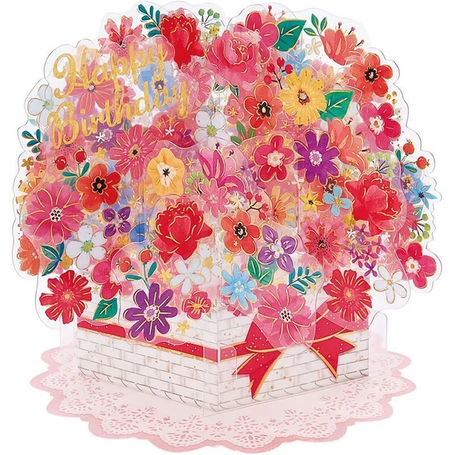 SANRIO Birthday Card Transparent Flower Basket Greeting Card BD104-2 831611