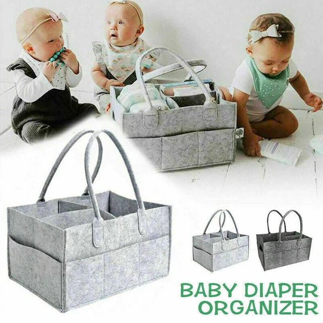 Baby Diaper Organizer Caddy Felt Changing Nappy Kids Storage Carrier Bag Grey UK