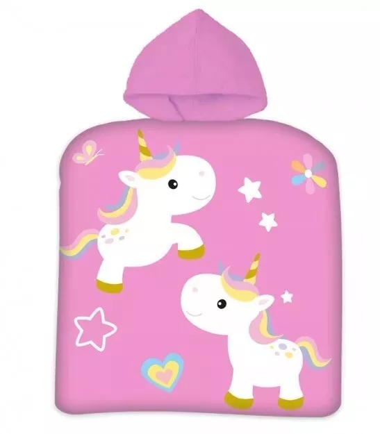 Kids Girls Cute UNICORN Pink Toddler Hooded Poncho Bath Beach Swimming Towel UK