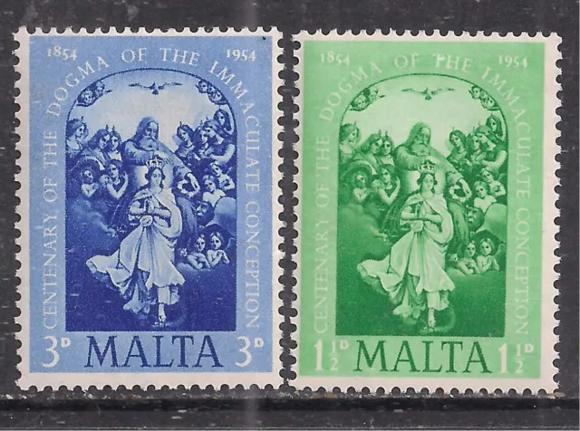 Malta 1956 QE2 2 Umm stamps  3d & 1 1/2d SG 264-263 ( T978 )