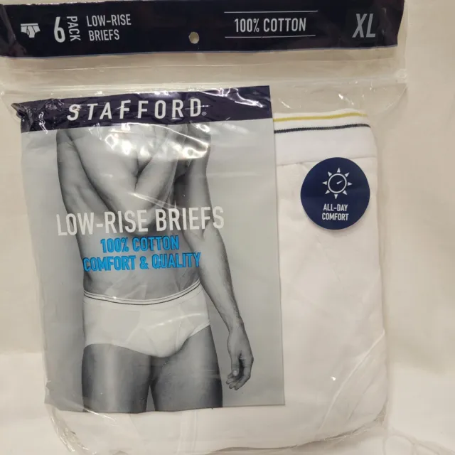 Stafford 6-Pack Men's 100% Cotton Full-Cut Briefs Black/Grey/White Assorted