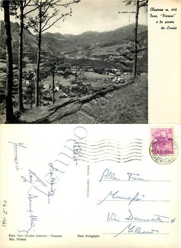 Cartolina di Fiorine (Clusone), panorama - Bergamo, 1961