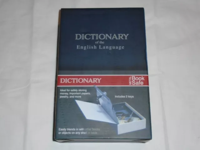 Dictionary Metal Book Diversion Safe w/ Key Bookshelf Fake Hollow Book Lock Box