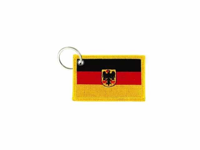 Keychain keyring embroidered embroidery patch double sided flag germany german A