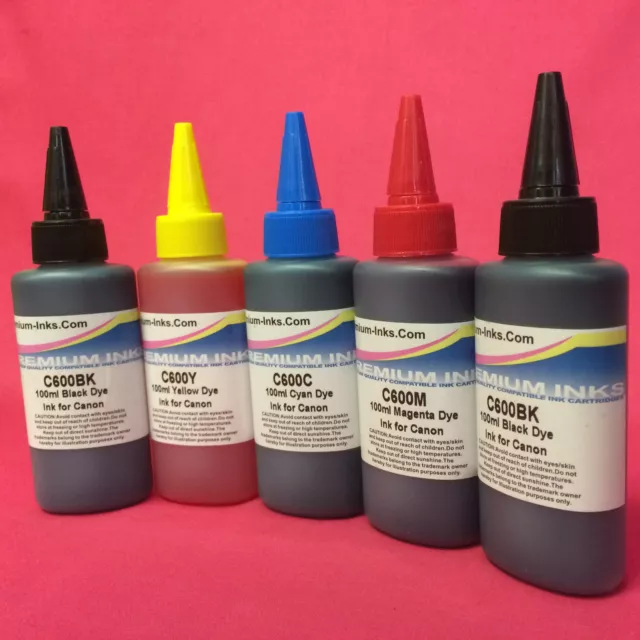 5X 100Ml Farbstoff Tinte Nachfüllflaschen Für Canon Pixma Mp638 Mp640 Mp980 Mp988 Drucker 3