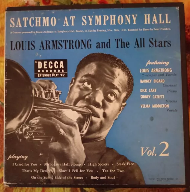 Louis Armstrong And  The All Stars  Vol.2 Satchmo At Symphony All 3X Vinile 45