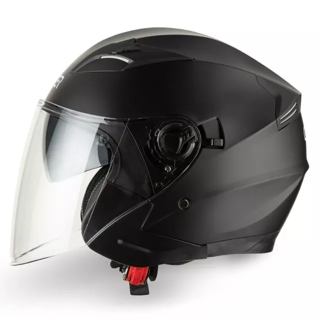 Cruizer Casque Jet Moto Scooter Approuvé Double Visière Noir Mat 3