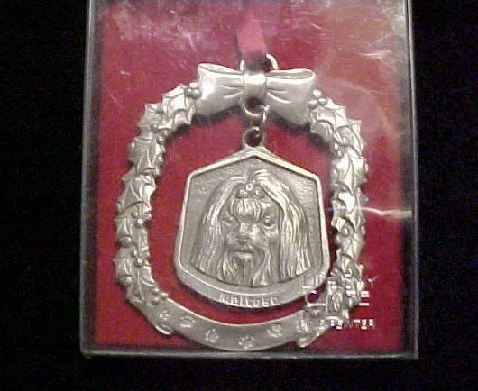 Lindsay Claire Maltese Dog Pewter Ornament  in Box