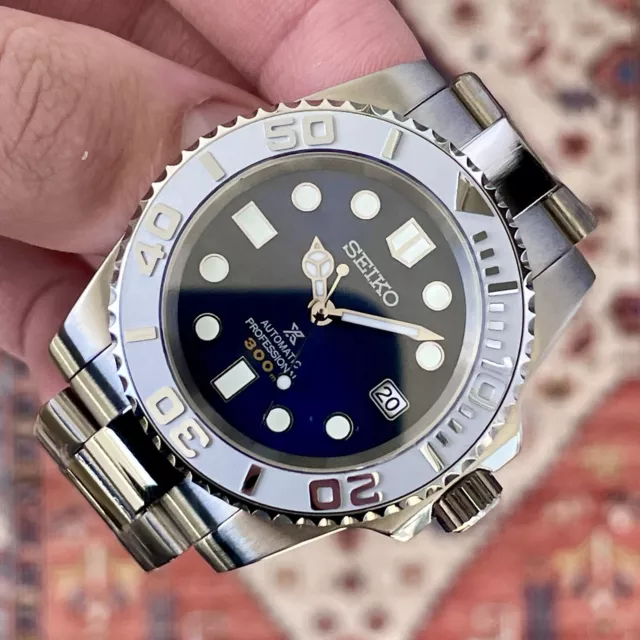 SEIKO SKX CUSTOM Sub Silver Yactmaster Mod bleu 41 mm saphir céramique NH36  AUTO EUR 363,57 - PicClick FR