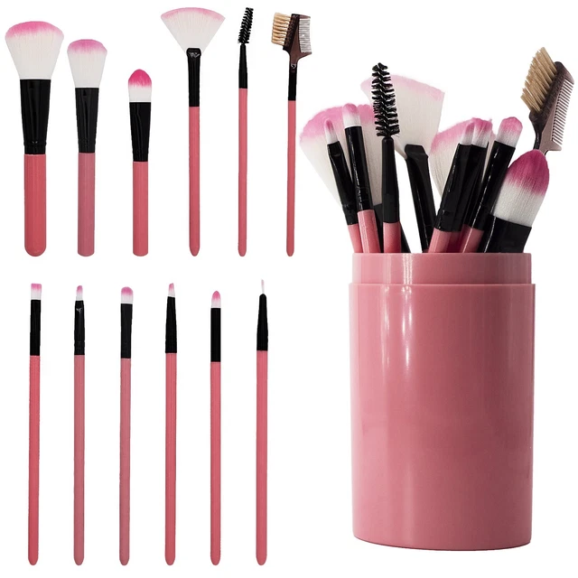 12 Pz Pennelli Make Up, Set Pennelli Trucco Kit Completo, Occhi, Viso, Ombretto
