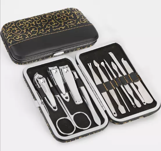 12 PCS Pedicure / Manicure Set Nail Clippers Cleaner Cuticle Grooming Kit Case