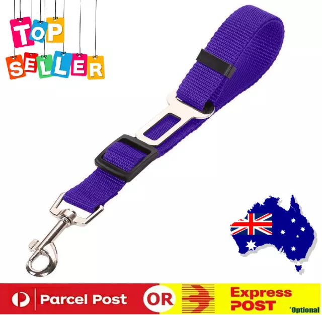 Dog Pet Car Safety Seat Belt Harness Restraint Lead Leash Travel Clip purple AUS