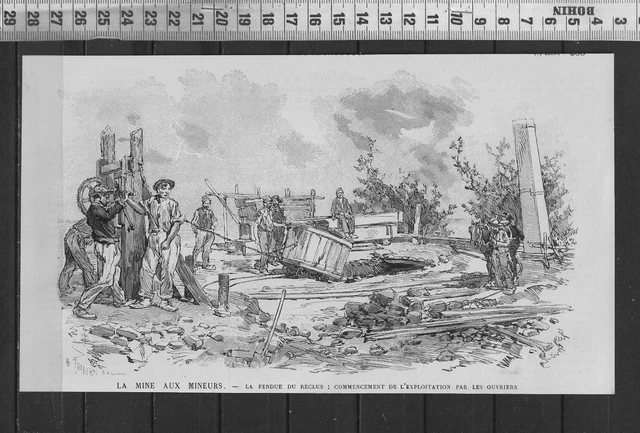 G383 / Gravure 1888 /  La Mine Aux Mineurs - La Fendue Du Reclus