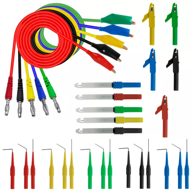 25PCS Multimeter Test Leads Set Back Probe Kit Alligator Clip Lead for Testing↥