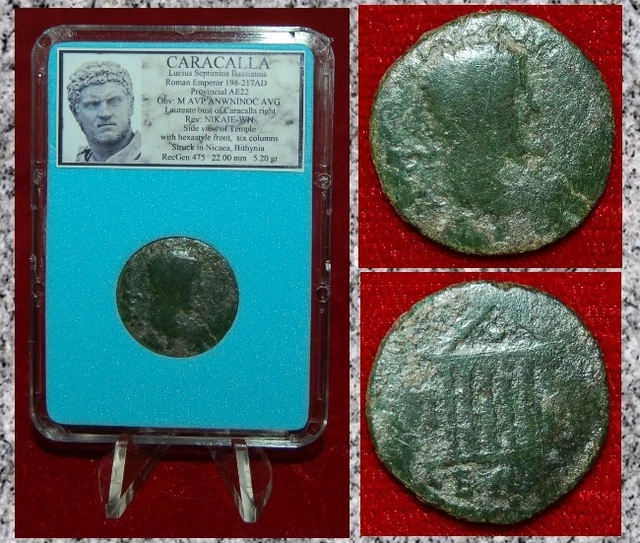 ANCIENT ROMAN EMPIRE Coin CARACALLA Temple On Reverse Nicaea Mint £34. ...