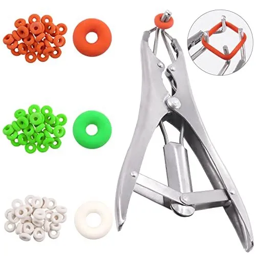 120Pcs Balloon Expander Tool Pliers Goat Banding Kit and Rings, Balloon Mouth