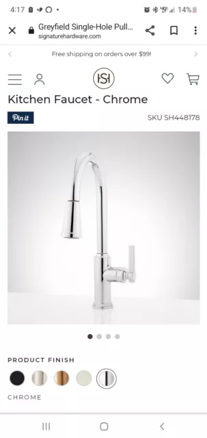 Signature Hardware 453867 Beasley 1.8 GPM Pull-Down Kitchen Faucet, Chrome