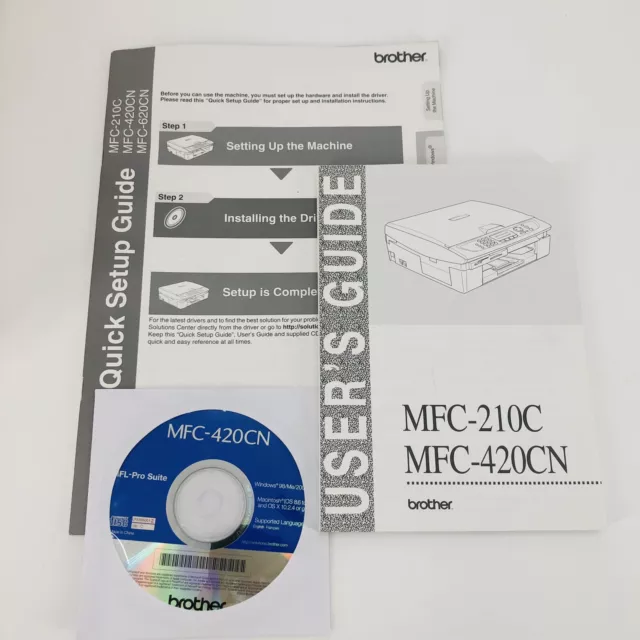 Brother Printer User Guide Quick Setup Manual MFL Pro Suite CD MFC-420CN MFC210C