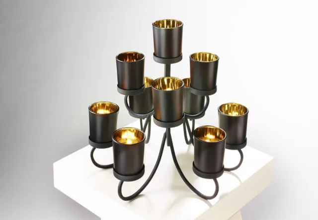 Kerzenständer / Teelichthalter 10-flammig aus Metall von LOCKER Windlichthalter