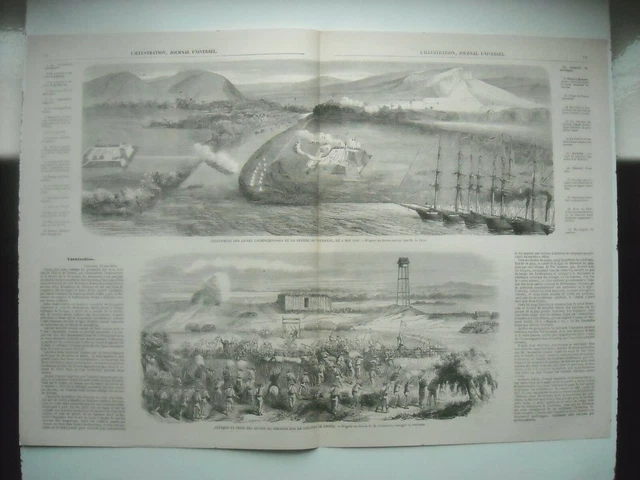 Gravure 1859. Cochinchine. Enlevement Des Lignes Cochinchinoises  Touranne. Atta